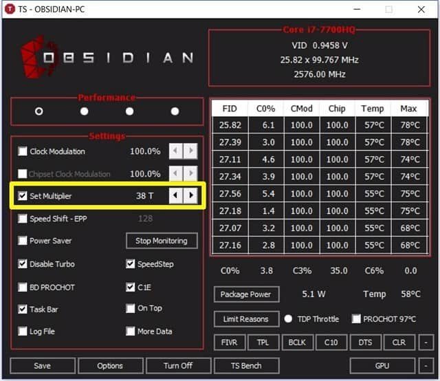 ThrottleStop - Δωρεάν εργαλείο για την ταχύτητα της CPU και GPU