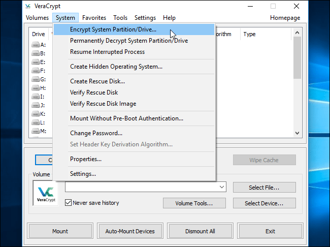 Κρυπτογράφηση του σκληρού δίσκου στα Windows με το VeraCrypt