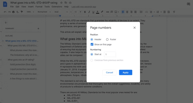 How to Αρίθμηση σελίδων στο Google Docs (Έγγραφα Google)